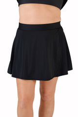 High-Waisted Swim Skirt with Built-In Bottoms - Black