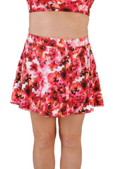 High-Waisted Swim Skirt with Built-In Bottoms - Floral