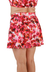 High-Waisted Swim Skirt with Built-In Bottoms - Floral