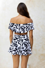 High-Waisted Swim Skirt with Built-In Bottoms - Geometric