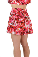 High-Waisted Swim Skirt with Built-In Bottoms - Floral