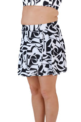 High-Waisted Swim Skirt with Built-In Bottoms - Geometric