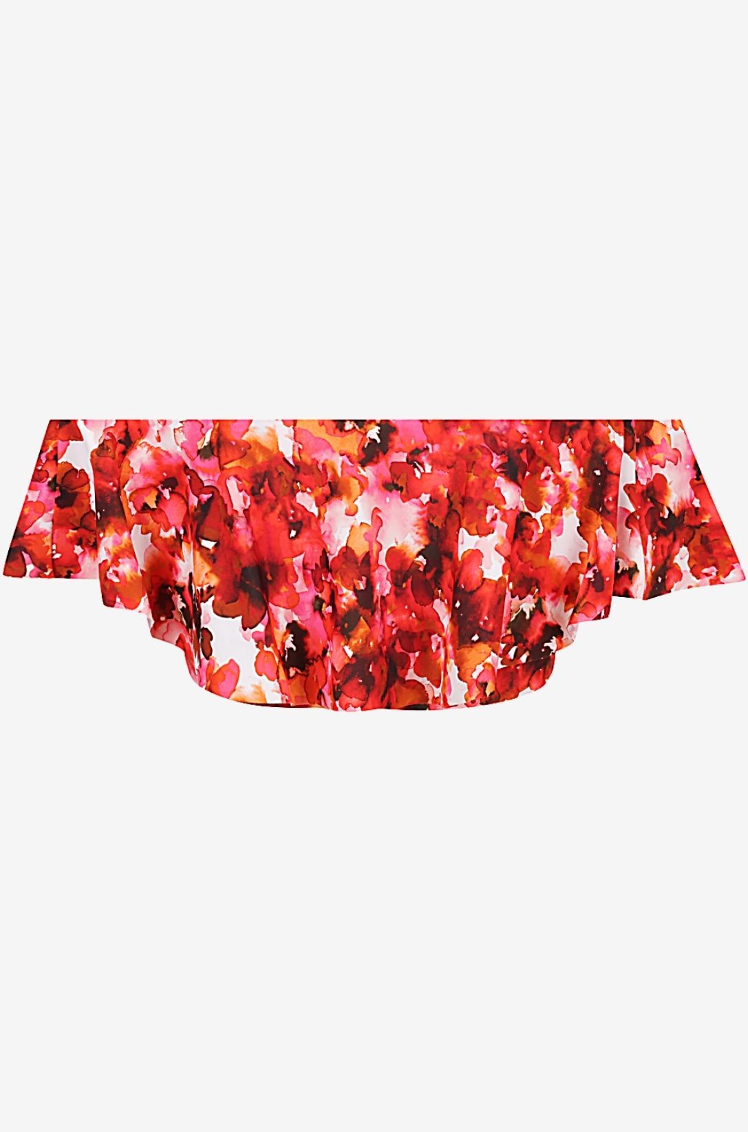 Floral off-shoulder swim top set on a grey background