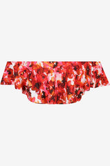 Floral off-shoulder swim top set on a grey background