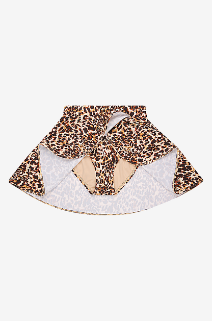 High-waisted swim skirt on a light grey background with internal brief showing